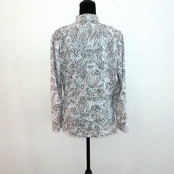 Rebound, White/black floral V-neck blouse, with gray glitters design - Picture 5 of 7